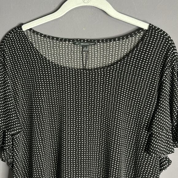 Adrianna Papell Black and White Polka Dot Flutter Sleeve Blouse Size 2X - Picture 2 of 9